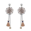 E-4195 5Colors New Fashion Resin Beads Long Tassel Drop Earrings for Women Bohemain Party Jewelry
