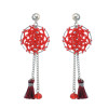 E-4195 5Colors New Fashion Resin Beads Long Tassel Drop Earrings for Women Bohemain Party Jewelry
