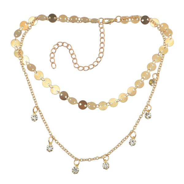 N-6900 2 Colors New Fashion Gold Silver Crystal Tassel Necklace For women Jewelry