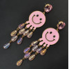 E-4198 Fashion Jewelry Face Smile Crystal Charm Drop Stud Earring for Women Jewelry