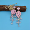 E-4198 Fashion Jewelry Face Smile Crystal Charm Drop Stud Earring for Women Jewelry