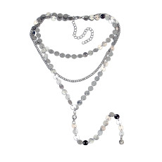 N-6901 2 Colors New Fashion  Gold Silver Multi-level Long Chain Tassel Necklace For women Jewelry