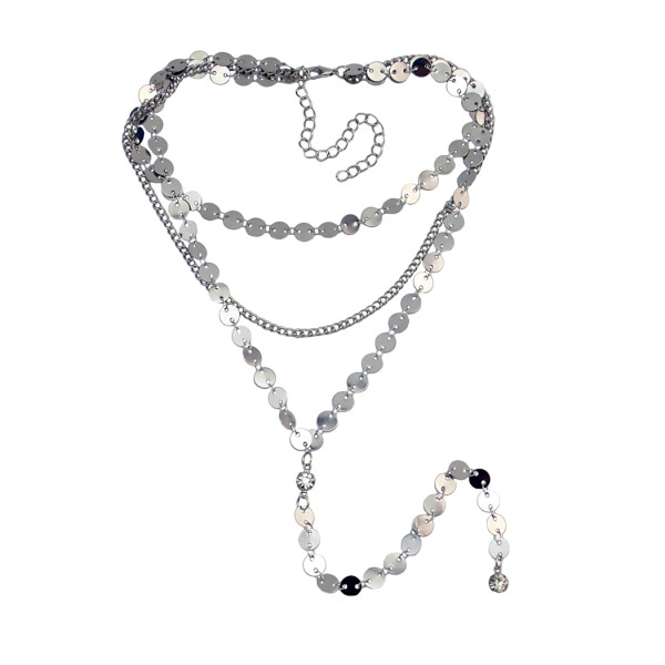 N-6901 2 Colors New Fashion  Gold Silver Multi-level Long Chain Tassel Necklace For women Jewelry