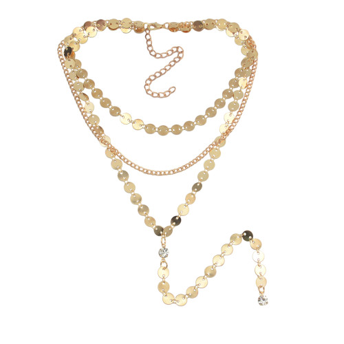 N-6901 2 Colors New Fashion  Gold Silver Multi-level Long Chain Tassel Necklace For women Jewelry