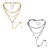 N-6901 2 Colors New Fashion  Gold Silver Multi-level Long Chain Tassel Necklace For women Jewelry