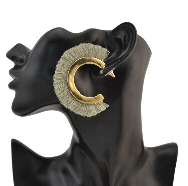 E-4202 6 Colors Fashion Gold Alloy Round Ear Tassel Pendant Earrings For Women Charm Jewelry
