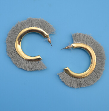 E-4202 6 Colors Fashion Gold Alloy Round Ear Tassel Pendant Earrings For Women Charm Jewelry