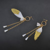 E-4199 Fashion  Feather Long Tassel Charm Drop Stud Earring for Women Jewelry