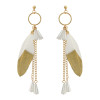 E-4199 Fashion  Feather Long Tassel Charm Drop Stud Earring for Women Jewelry