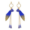 E-4199 Fashion  Feather Long Tassel Charm Drop Stud Earring for Women Jewelry