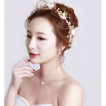 F-0448 New Arrival Bridal Headbands Handmade Flower Shape Pearl Wedding Hair Jewelry Accessories