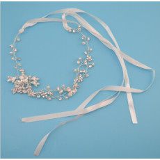 F-0450 2 Color Gold Silver Rope Copper Chain Crystal  Hair bride Handmake Floral jewelry pearl hair Headpiece ornaments party wedding accessories