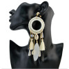 E-4209 3 Colors New Fashion Women Gold Metal Shell Feather Long Tassel Drop Dangle Earring Bohemian Party Jewelry