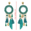E-4209 3 Colors New Fashion Women Gold Metal Shell Feather Long Tassel Drop Dangle Earring Bohemian Party Jewelry