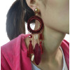 E-4209 3 Colors New Fashion Women Gold Metal Shell Feather Long Tassel Drop Dangle Earring Bohemian Party Jewelry