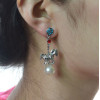 E-4207 2 Colors Animal Diamante Pearl Pendant Ear Stud Earrings for Women Charm Jewelry