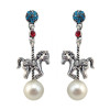 E-4207 2 Colors Animal Diamante Pearl Pendant Ear Stud Earrings for Women Charm Jewelry