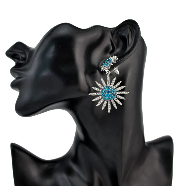 E-4222 Bohemian Tibetan Alloy Rhinestone Stud Star Shape Dangle Earrings for Women Jewelry
