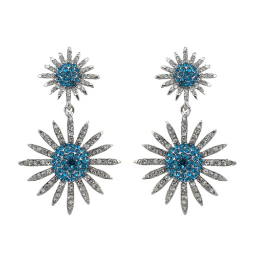 E-4222 Bohemian Tibetan Alloy Rhinestone Stud Star Shape Dangle Earrings for Women Jewelry