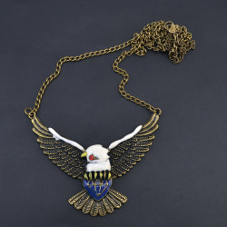 Bohemian Vintage Pendant Dangle Eagle Shape Bronze plated Charm Chain Necklace for Women Jelwery
