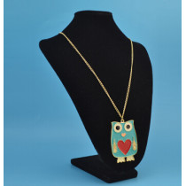 N-2536 3 Colors Fashion Enamel Heart Owl Shape Pendant Necklace Long Chain Jewelry For Women Wholesale