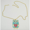 N-2536 3 Colors Fashion Enamel Heart Owl Shape Pendant Necklace Long Chain Jewelry For Women Wholesale