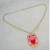 N-2536 3 Colors Fashion Enamel Heart Owl Shape Pendant Necklace Long Chain Jewelry For Women Wholesale