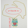 N-2536 3 Colors Fashion Enamel Heart Owl Shape Pendant Necklace Long Chain Jewelry For Women Wholesale