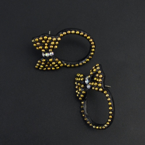 Fashion Bohemian Vintage Bow Tie Bead  Stud Earring for Women Jewelry