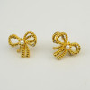 Fashion Charm Bohemian Pearl Rhinestone Bow Tie Shape for Women Earring