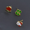 E-1579 3Pcs/set  Color Drop Oil Alloy  Gold Tone Socks Glove Sweet Simple Stud Earring For Women Jewelry