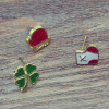 E-1579 3Pcs/set  Color Drop Oil Alloy  Gold Tone Socks Glove Sweet Simple Stud Earring For Women Jewelry