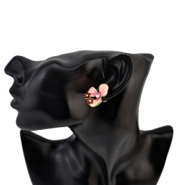 E-0568 European style  Gold Plated Rhinestone Flower Alloy Drop Stud Earring For Women Jewelry