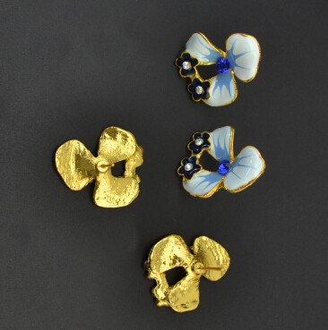 E-0568 European style  Gold Plated Rhinestone Flower Alloy Drop Stud Earring For Women Jewelry