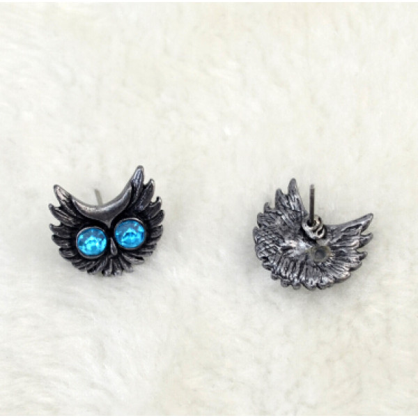 E-1652 2 colors Fashion Bronze Alloy Diamante Owl Ear jewelry Earrings for Women Jewelry