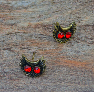 E-1652 2 colors Fashion Bronze Alloy Diamante Owl Ear jewelry Earrings for Women Jewelry