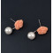 E-0539 Elegant Pink Flower Pearl Drop Earrings for Women Girl Wedding Party Jewelry