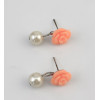E-0539 Elegant Pink Flower Pearl Drop Earrings for Women Girl Wedding Party Jewelry