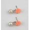 E-0539 Elegant Pink Flower Pearl Drop Earrings for Women Girl Wedding Party Jewelry