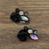 E-0552 2 colors Fashion Alloy Flower Shape Diamante Crystal Ear jewelry Earrings for women