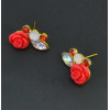 E-0552 2 colors Fashion Alloy Flower Shape Diamante Crystal Ear jewelry Earrings for women