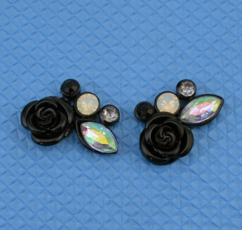E-0552 2 colors Fashion Alloy Flower Shape Diamante Crystal Ear jewelry Earrings for women