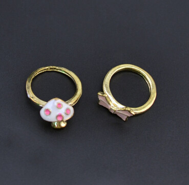 New Fashion 2pcs/set Gold Alloy Mushroom Bow-knot Rings for Women Jewelry