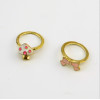 New Fashion 2pcs/set Gold Alloy Mushroom Bow-knot Rings for Women Jewelry