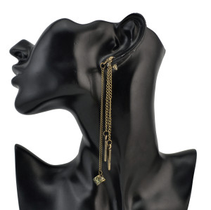 E-0105 Fashion Vintage Bohmian Punk Bronze plated Chain Tassel Stud Earring for Women Jelwery