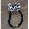 F-0045 Gold Silver Alloy Double Rabbit Shape Rubber Hair Rope Women Girl Elastic Hair Band