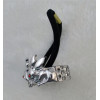 F-0045 Gold Silver Alloy Double Rabbit Shape Rubber Hair Rope Women Girl Elastic Hair Band