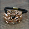 F-0045 Gold Silver Alloy Double Rabbit Shape Rubber Hair Rope Women Girl Elastic Hair Band
