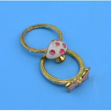 New Fashion 2pc/Set Gold Alloy Mushroom Bow-knot Rings for Women Jewelry