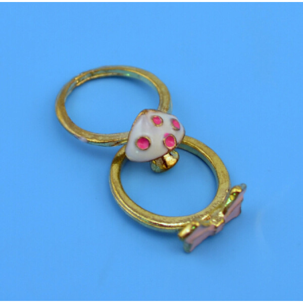 New Fashion 2pc/Set Gold Alloy Mushroom Bow-knot Rings for Women Jewelry